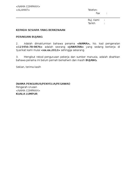 Surat Akuan Bujang Kedah New Letter Website