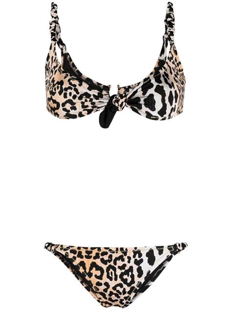 Buy REINA OLGA Luca Leopard Print Bikini Set Black At 12 Off