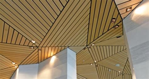 One of the material used is wood and wood composite. Stylish wood ceiling panels, collection from Hunted Douglas