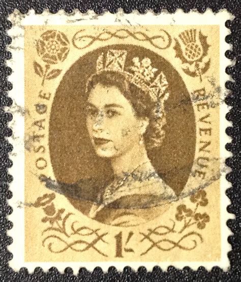 Gb Stamp Sg 529 306 Used 1952 1 Queen Elizabeth Ii Wilding 1 On