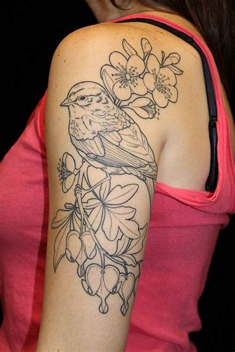 Couples Tattoos Ideas Half Sleeve Bird And Flowers Tattoos For Women