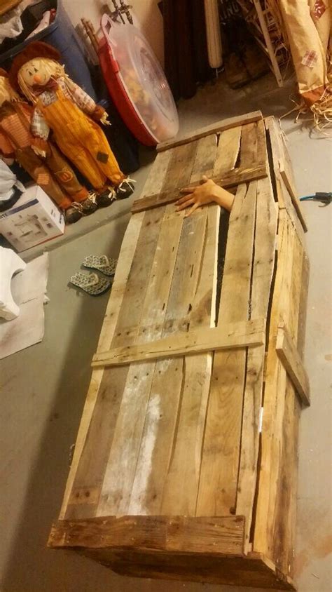 Hubby And I Made A Life Sized Coffin Out Of Pallets For Our Yard
