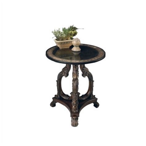Butler Specialty Round Fossil Stone Top Accent Table In Heritage 1