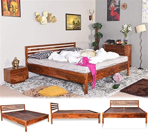 Jangu Furniture Solid Sheesham Wood Queen Size Double Bed Furniture For