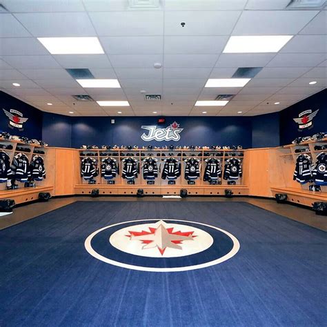 What A Beautiful Locker Room Jets Hockey Ice Hockey Teams Hockey