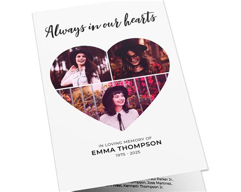 Funeral Program Template Heart Collage For Celebration Of Etsy