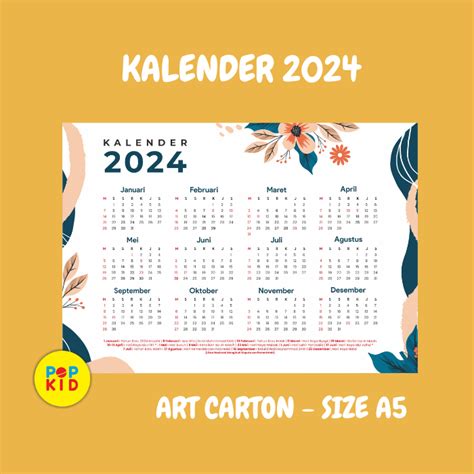 Jual Kalender Dinding 2024 Kalender Meja Kalender Planner Ukuran A5