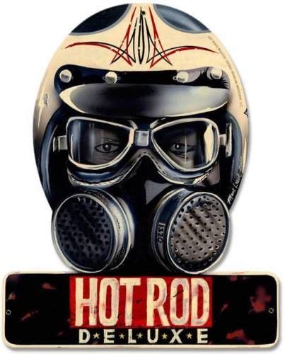 Hot Rod Magazine Drag Racing Helmet Metal Sign Man Cave Garage Shop