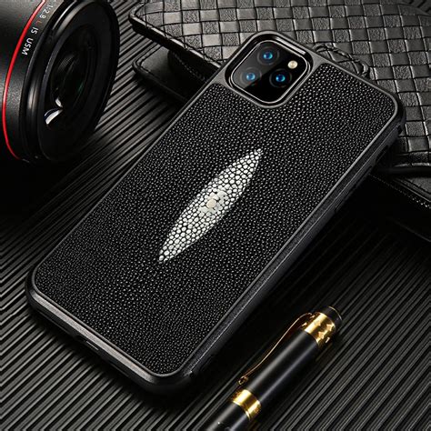 Genuine Stingray Leather 360 Full Protective Phone Case For Iphone 13