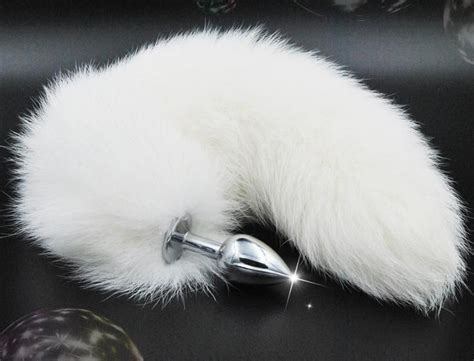 Stainless Steel Anal Plug With White Fox Tail Butt Plug Cm Long Anal Plug Of Sex Toys For