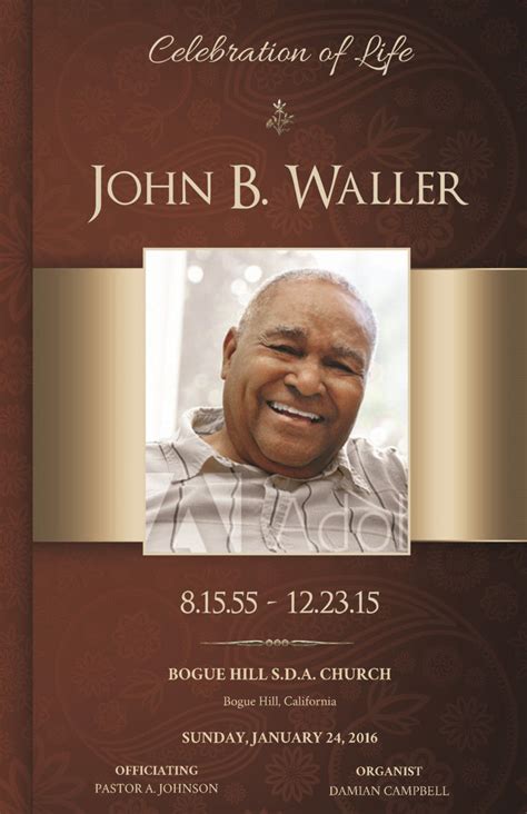 Copper Funeral Program Publisher Template By Michael Taylor Flipsnack
