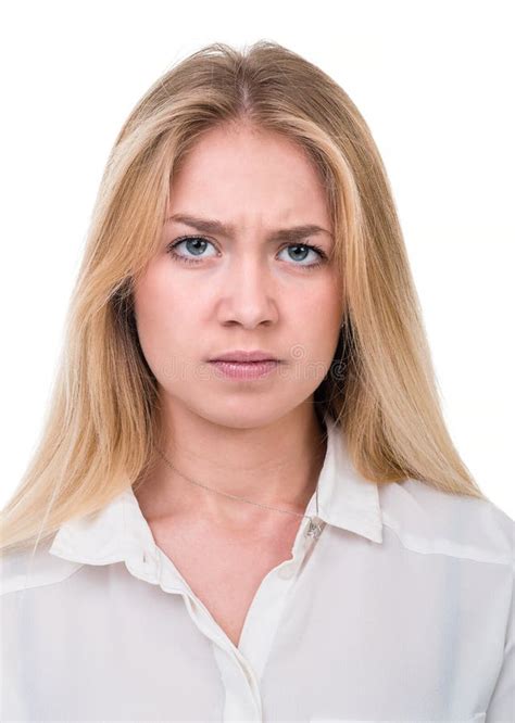 Closeup Portrait Of Sad And Angry Woman Isolated On White Stock Photo