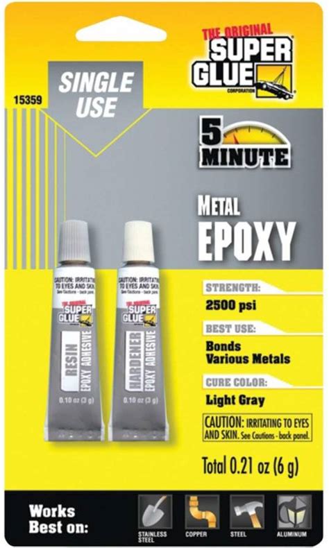 Super Glue 5 Minute Metal Epoxy Light Grey 15359 Adhesive Price In