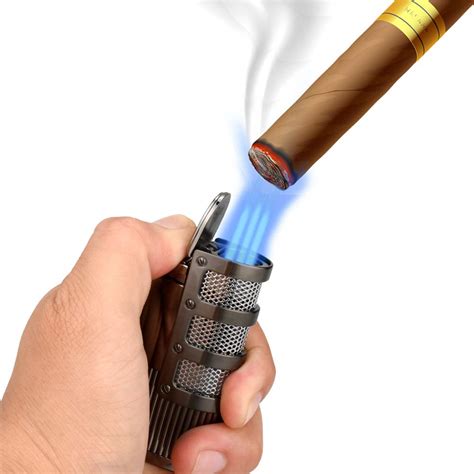 Topkay Cigar Lighter Triple Jet Flame Torch Lighter With Cigar Punch