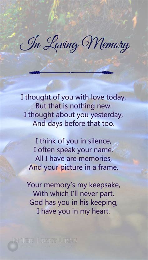 Memorial And Sympathy Quotations Poems And Verses Funeral Poems Funeral