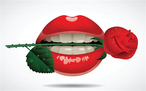 Red Lips With A Rose Stock Illustration Download Image Now Istock