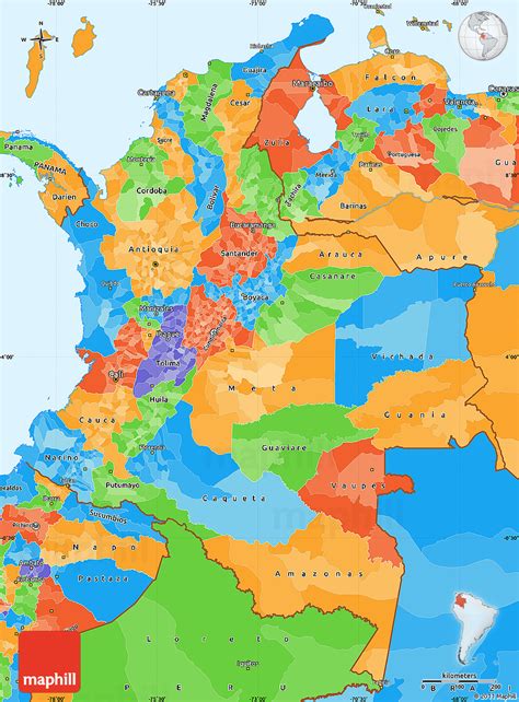 large detailed political map of colombia with administrative divisions images