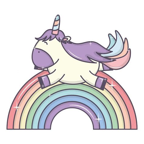 Lindo Adorable Unicornio Y Arcoiris Descargar Vectores Gratis