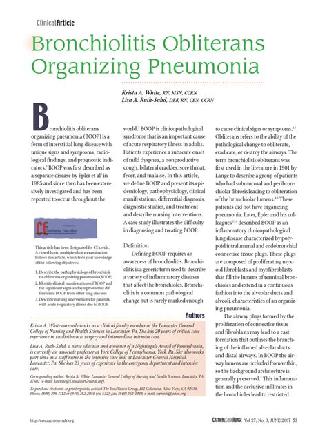 Pdf Bronchiolitis Obliterans Organizing Pneumonia