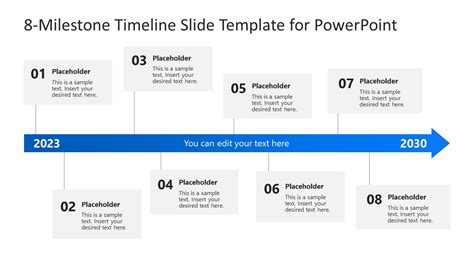 8 Milestone Timeline Slide Template For Powerpoint