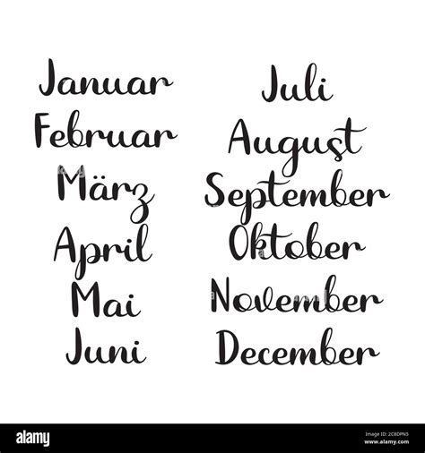 Meses Del Año Con Letras A Mano En Alemán Letras Para Calendario
