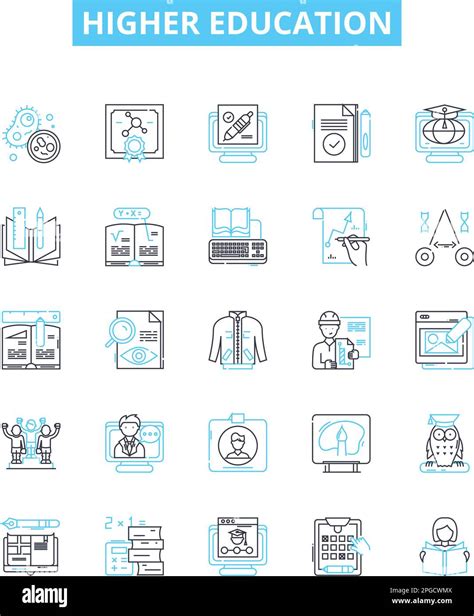 Higher Education Vector Line Icons Set Education Higher College