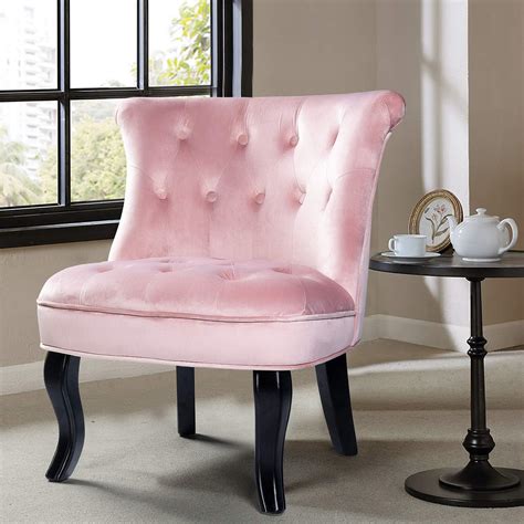 Pink Upholstered Chairjane Tufted Velvet Armless Accent