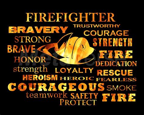 Firefighter Words Wall Art Poster On Wall Art To Inspire Firefighter