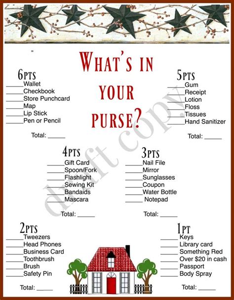 House Warming Party Whats In Your Purse Download And Print Instant