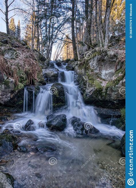 Vertical Of Waterfall Todtnau In Black Forest Germany Water With Long