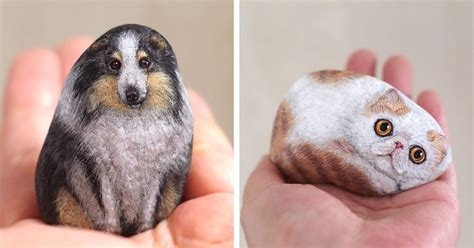 Artists Animal Inspired Stone Paintings Make The Best Pet Rocks Ever