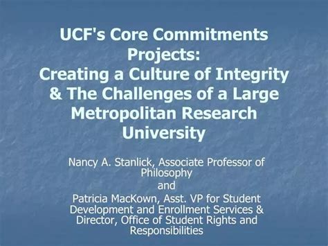 Ppt Ucfs Core Commitments Projects Creating A Culture Of Integrity