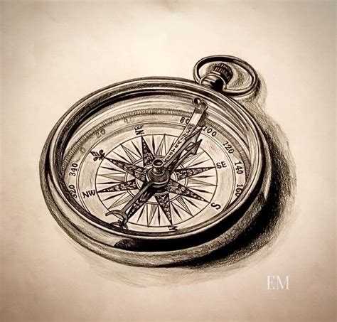 3d Compass Tattoo Sketch Viraltattoo