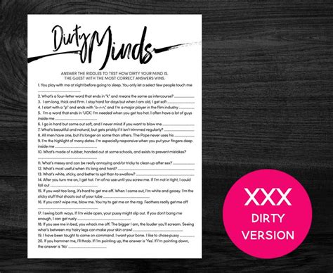 Printable Dirty Minds Game Questions