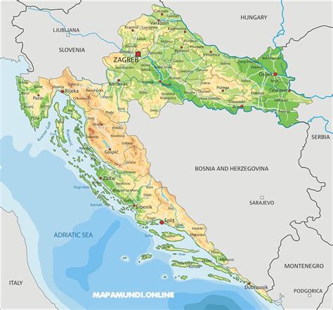Los 7 mapas del mundo temáticos más utilizados para imprimir: Croacia No Mapa
