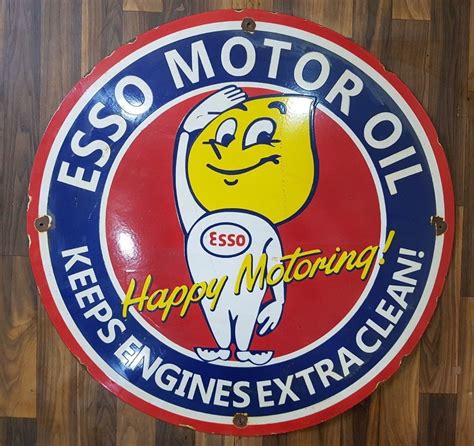 Esso Motor Oil Porcelain Sign Approx 30 Inches Round Antique Price