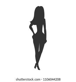 Silhouette Seductive Naked Woman Vector Illustration Stok Vekt R Telifsiz