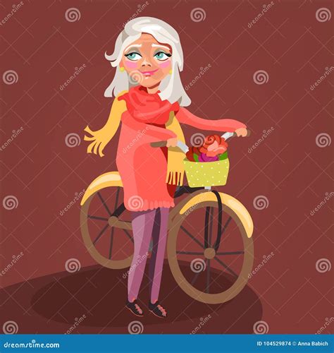 Active Senior Old Women Lady Cartoon Cute Adorable Vector Character