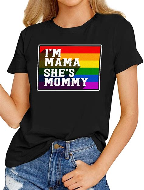 Womens Fashion T Shirt Im Mama Shes Mommy Lesbian Couple Lgbt Pride Mothers Day T Shirt