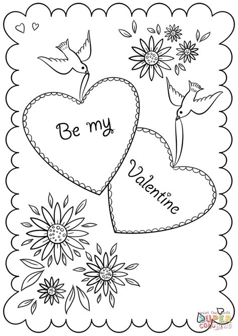 Be My Valentine Card Coloring Page Free Printable Coloring Pages