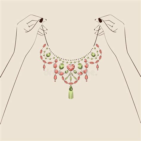 Beautiful Woman Hand Holding Jewelry Vector Illustration Eps Stock