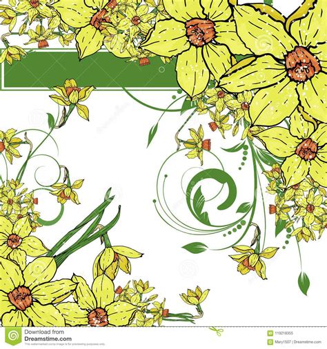 Download Vector Hand Drawing Narcissus Flowers Background Stock ...