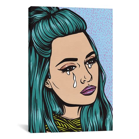Turquoise Crying Girl Allyson Gutchell Modern Pop Art Touch Of