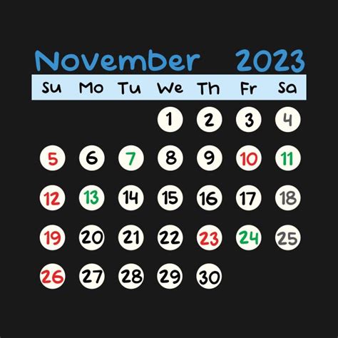 The Calendar For November Is Shown In Blue And Green With Numbers On