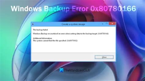 Fix Windows Backup Failed Error 0x80780166 0x80070002