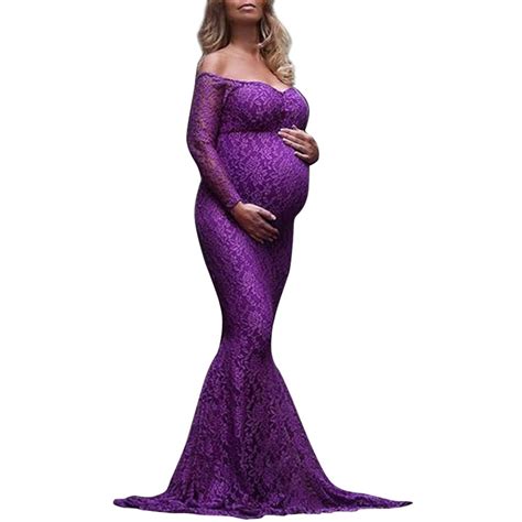 Buy Pregnant Women Mermaid Long Maxi Off Shoulder Gown Photo Shoot