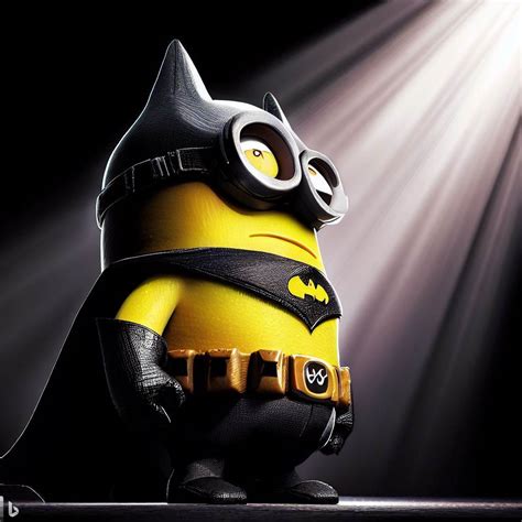 A Cute Despicable Me Minion Wearing Batman Costume Standing In Hero