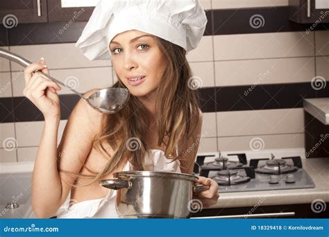Housewife Tasting Stock Photo Image Of Lingerie Apron