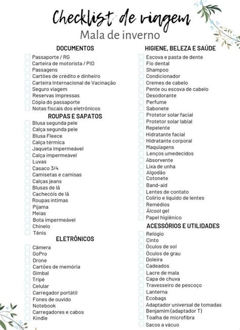 Checklist De Viagem O Que Levar Na Mala De Viagem Artofit