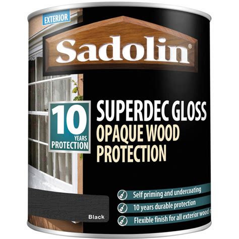 Sadolin Superdec Opaque Wood Protection Black Gloss Litre